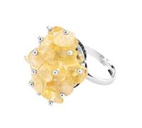 LCDIUDIU Anelli Aperti In Pietra Naturale per Donna, Argento, Ghiaia Di Fluorite Irregolare, Pietra Grezza, Gemma Energetica, Dito Regolabile, Cerchietto, Fascia per Il Pollice, Gioielli, Regalo per