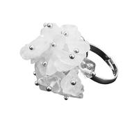 LCDIUDIU Anelli Aperti In Pietra Naturale per Donna, Argento, Ghiaia Di Fluorite Irregolare, Pietra Grezza, Gemma Energetica, Dito Regolabile, Cerchietto, Fascia per Il Pollice, Gioielli, Regalo per