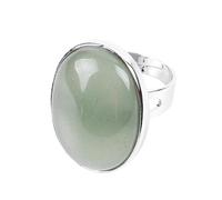 LCDIUDIU Anelli Aperti In Pietra Naturale per Donna, In Argento, Con Montatura Ovale, Reiki, Pietra Arenaria Marrone, Gemma Energetica, Regolabile, Cerchietto, Fascia per Il Pollice, Gioielli, Fidan