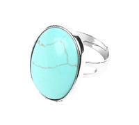 LCDIUDIU Anelli Aperti In Pietra Naturale per Donna, In Argento, Con Montatura Ovale, Reiki, Pietra Arenaria Marrone, Gemma Energetica, Regolabile, Cerchietto, Fascia per Il Pollice, Gioielli, Regal