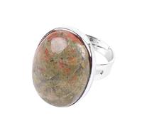 LCDIUDIU Anelli Aperti In Pietra Naturale per Donna, Incastonatura In Argento Ovale Reiki Pietra Arenaria Marrone Gemma Energetica Cerchietto Regolabile per Dito Fascia per Pollice Gioielli Fidanzat