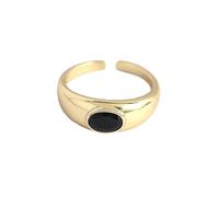 LCDIUDIU Anelli Aperti Regolabili Da Donna In Argento Sterling 925, Vintage, Con Cerchietto Ovale In Ossidiana Intarsiata In Oro, Regalo Per Lei, Fidanzata, Moglie, Mamma, Compleanno, Festa