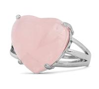 LCDIUDIU Anelli,Argento Intarsiato A Forma Di Cuore Naturale Quarzo Rosa Pietra Regolabile Aperto Nocca Coda Anello Dito Anello Anello Gioielli Per Donna Signora Ragazze Matrimonio Regalo Di San Val