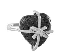 LCDIUDIU Anelli Con Pietre Naturali A Forma Di Papillon A Forma Di Cuore, Intarsi In Argento, Energia, Anelli Con Pietre Preziose Di Diaspro Rosso, Aperti, Regolabili, Cerchietto, Fascia per Il Poll
