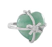 LCDIUDIU Anelli Con Pietre Naturali A Forma Di Papillon A Forma Di Cuore, Intarsi In Argento, Energia, Anelli Con Pietre Preziose Di Diaspro Rosso, Aperti, Regolabili, Cerchietto, Fascia per Il Poll