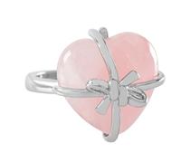 LCDIUDIU Anelli Con Pietre Naturali A Forma Di Papillon A Forma Di Cuore, Intarsi In Argento, Energia, Anelli Con Pietre Preziose Di Diaspro Rosso, Aperti, Regolabili, Cerchietto, Fascia per Il Poll