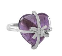 LCDIUDIU Anelli Con Pietre Naturali A Forma Di Papillon A Forma Di Cuore, Intarsi In Argento, Energia, Anelli Con Pietre Preziose Di Diaspro Rosso, Aperti, Regolabili, Cerchietto, Fascia per Il Poll