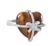 LCDIUDIU Anelli Con Pietre Naturali A Forma Di Papillon A Forma Di Cuore, Intarsi In Argento, Energia, Anelli Con Pietre Preziose Di Diaspro Rosso, Aperti, Regolabili, Cerchietto, Fascia per Il Poll