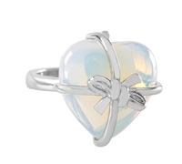 LCDIUDIU Anelli Con Pietre Naturali A Forma Di Papillon A Forma Di Cuore, Intarsi In Argento, Energia, Anelli Con Pietre Preziose Di Diaspro Rosso, Aperti, Regolabili, Cerchietto, Fascia per Il Poll