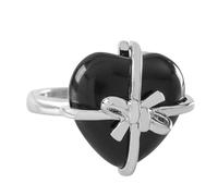 LCDIUDIU Anelli Con Pietre Naturali A Forma Di Papillon A Forma Di Cuore, Intarsi In Argento, Energia, Anelli Con Pietre Preziose Di Diaspro Rosso, Aperti, Regolabili, Cerchietto, Fascia per Il Poll