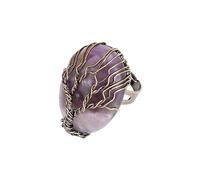 LCDIUDIU Anelli Con Pietre Ovali, Anelli Vintage Con Pietra Preziosa In Onice Nero Con Energia Dell'Albero Della Vita Avvolti In Filo, Aperti E Regolabili, Cerchietto per Il Pollice, Gioielli Reiki,