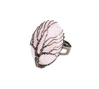 LCDIUDIU Anelli Con Pietre Ovali, Anelli Vintage Con Pietra Preziosa In Onice Nero Con Energia Dell'Albero Della Vita Avvolti In Filo, Aperti E Regolabili, Cerchietto per Il Pollice, Gioielli Reiki,