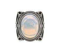 LCDIUDIU Anelli Con Pietre Ovali, Anelli Vintage In Argento Con Ampia Montatura E Pietra Preziosa In Ossidiana Nera, Aperti E Regolabili, Cerchietto per Il Pollice, Gioielli Reiki, Regalo per Moglie