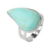 LCDIUDIU Anelli Da Donna In Pietra Naturale, Incastonati In Argento, Con Goccia D'Acqua, Ossidiana Nera, Gemma Energetica, Regolabile, Cerchietto, Fascia per Il Pollice, Regalo per Fidanzata, Moglie