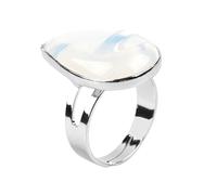 LCDIUDIU Anelli Da Donna In Pietra Naturale, Incastonati In Argento, Con Goccia D'Acqua, Reiki, Ossidiana Nera, Gemma Energetica, Regolabile, Cerchietto, Fascia per Il Pollice, Regalo per Fidanzata,