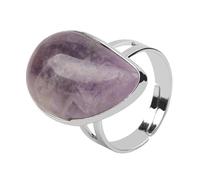 LCDIUDIU Anelli Da Donna In Pietra Naturale, Incastonati In Argento, Con Goccia D'Acqua, Reiki, Ossidiana Nera, Gemma Energetica, Regolabile, Cerchietto, Fascia per Il Pollice, Regalo per Fidanzata,
