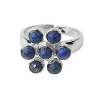 LCDIUDIU Anelli Da Donna In Pietra Naturale, Intarsio Di Fiori In Argento, Pietra Energetica Reiki 7 Chakra Rotonda Naturale, Aperta, Regolabile, Cerchietto per Il Pollice, Regalo per Fidanzata, Mog
