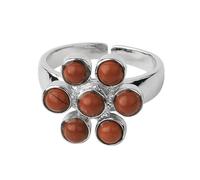 LCDIUDIU Anelli Da Donna In Pietra Naturale, Intarsio Floreale In Argento, Pietra Energetica Reiki Naturale Dei 7 Chakra, Cerchietto Aperto Regolabile per Il Pollice, Regalo per Fidanzata E Moglie,