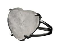 LCDIUDIU Anelli In Pietra Naturale A Forma Di Cuore, Intarsi In Argento, Energia, Anelli In Quarzo Rosa, Anelli Aperti Regolabili, Cerchietto, Fascia per Il Pollice, Gioielli Reiki, Regalo per Fidan