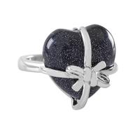 LCDIUDIU Anelli In Pietra Naturale A Forma Di Papillon A Forma Di Cuore, Intarsi In Argento, Energia, Anelli Con Pietre Preziose Di Diaspro Rosso, Aperti, Regolabili, Cerchietto, Fascia per Il Polli