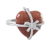 LCDIUDIU Anelli In Pietra Naturale A Forma Di Papillon A Forma Di Cuore, Intarsi In Argento, Energia, Anelli Con Pietre Preziose Di Diaspro Rosso, Aperti, Regolabili, Cerchietto, Fascia per Il Polli