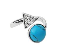 LCDIUDIU Anelli In Pietra Naturale per Donna, Argento, Zircone Triangolare, Intarsiato, Energia Rotonda, Lazuli, Lapislazzuli, Anelli Con Pietre Preziose, Aperti, Regolabili, Cerchietto, Fascia per