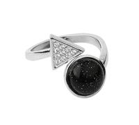 LCDIUDIU Anelli In Pietra Naturale per Donna, Zircone Triangolare In Argento, Intarsiato Con Energia Rotonda, Lazuli, Lapislazzuli, Anelli Aperti Regolabili, Cerchietto, Fascia per Il Pollice, Gioie