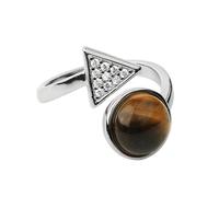 LCDIUDIU Anelli In Pietra Naturale per Donna, Zircone Triangolare In Argento, Intarsiato Con Energia Rotonda, Lazuli, Lapislazzuli, Anelli Aperti Regolabili, Cerchietto, Fascia per Il Pollice, Gioie
