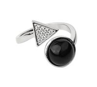 LCDIUDIU Anelli In Pietra Naturale per Donna, Zircone Triangolare In Argento Intarsiato, Energia Rotonda, Lazuli, Lapislazzuli, Anelli Aperti Regolabili, Cerchietto, Fascia per Il Pollice, Gioielli