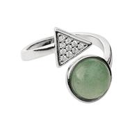 LCDIUDIU Anelli In Pietra Naturale per Donna, Zircone Triangolare In Argento, Intarsiato, Energia Rotonda, Lazuli, Lapislazzuli, Anelli Con Pietre Preziose, Aperti, Regolabili, Cerchietto, Fascia pe