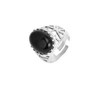 LCDIUDIU Anelli Larghi In Pietra Naturale Da Donna, Argento, Incastonatura Cava, Ovale, Opale, Gemma Energetica, Aperta, Regolabile, Cerchietto, Fascia per Il Pollice, Regalo per Fidanzata, Moglie,