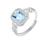 LCDIUDIU Anello Argento 925 Donna Regolabile,Anelli Con Pietre Preziose Naturali Taglio Smeraldo per Donna, Con Catena In Argento Regolabile, Fede Nuziale Promessa Di Fidanzamento, Regalo per Lei Co