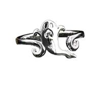 LCDIUDIU Anello Argento 925 Donna Regolabile,Anelli Fantasma In Argento per Donne E Uomini, Fatti A Mano, A Forma Di Fantasma, Aperti E Regolabili, Gioielli Gotici Da Strega E Pipistrello, Regali Co