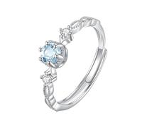 LCDIUDIU Anello Argento 925 Donna Regolabile,Anello Di Fidanzamento Solitario Con Topazio Ametista Citrino Rubino Naturale Taglio Rotondo per Donna, Fascia Infinita Con Zirconi Cubici, Fascia Nuzial