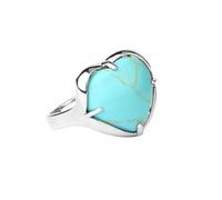 LCDIUDIU Anello Con Pietra A Forma Di Cuore, Incastonatura In Argento, Anelli Con Pietra Preziosa In Ossidiana Nera, Aperti E Regolabili, Cerchietto Con Fascia per Il Pollice, Regalo per Lei, Fidanz