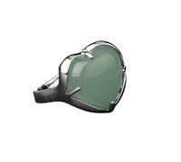 LCDIUDIU Anello Con Pietra A Forma Di Cuore, Incastonatura In Argento, Anelli Con Pietra Preziosa In Ossidiana Nera, Aperti E Regolabili, Cerchietto Con Fascia per Il Pollice, Regalo per Lei, Fidanz
