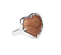LCDIUDIU Anello Con Pietra A Forma Di Cuore, Incastonatura In Argento, Anelli Con Pietra Preziosa In Ossidiana Nera, Aperti E Regolabili, Cerchietto Con Fascia per Il Pollice, Regalo per Lei, Fidanz