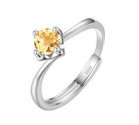 LCDIUDIU Anello Donna 925 Argento,Anelli Di Fidanzamento Con Pietra Preziosa Solitaria Taglio Brillante Da 5 Mm/6 Mm per Donna, Fascia Infinita In Argento Regolabile, Fede Nuziale Promessa Di Annive