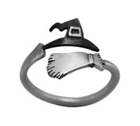 LCDIUDIU Anello Donna 925 Argento,Anelli In Argento A Forma Di Fantasma per Donne E Uomini, Fatti A Mano, Con Fascia per Cappello Da Strega, Regolabili, per Costumi Di Halloween, Gioielli Gotici Da