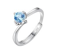 LCDIUDIU Anello Donna Argento 925,Anelli Di Fidanzamento Con Pietra Preziosa Solitaria Taglio Brillante Da 5 Mm/6 Mm per Donna, Fascia Infinita In Argento Regolabile, Fede Nuziale Promessa Di Annive