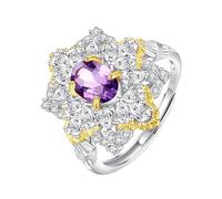 LCDIUDIU Anello Donna Argento 925,Anello Da Donna Con Pietra Preziosa Naturale Taglio Ovale, Topazio Azzurro Cielo/Rubino, Fascia In Argento Con Fiore, Cocktail, Fascia per Il Pollice Dell'Eternità