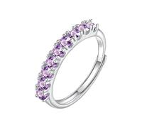 LCDIUDIU Anello Donna Argento 925,Anello Dell'Eternità Con Topazio Naturale Citrino Rubino per Donna, Fascia Con Pietra Preziosa Rotonda Placcata In Oro 14 Carati, Anello Di Promessa Matrimonio Con