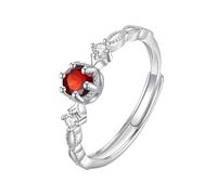 LCDIUDIU Anello Donna Argento 925,Anello Di Fidanzamento Solitario Con Topazio Ametista Citrino Rubino Naturale Taglio Rotondo per Donna, Fascia Infinita Con Zirconi Cubici, Fascia Nuziale Impilabil