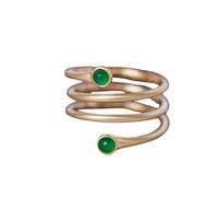 LCDIUDIU Anello Donna Argento 925,Anello In Argento Con Spirale Metallica per Donne E Ragazze, Placcato Oro 14K, Con Fascia per Il Pollice Con Due Perline Di Pietre Preziose, Fascia Dell'Eternità,