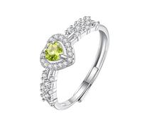 LCDIUDIU Anello Donna Argento 925,Anello Regolabile In Argento Con Cuore, per La Promessa Di Matrimonio, per Lei, Con Topazio/Ametista/Citrino/peridoto/Zircone Cubico/Rubino. peridoto
