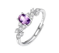 LCDIUDIU Anello Donna Argento 925,Anello Zaffiro Naturale Taglio Ovale per Donna, Ring In Argento Con Pietra Portafortuna, Rings Regolabile per Promessa Di Matrimonio E Fidanzamento, Regalo p