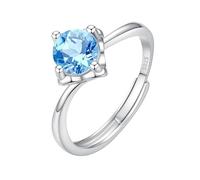 LCDIUDIU Anello Donna Argento 925 Regolabile,Anelli Di Fidanzamento Con Pietra Preziosa Solitaria Taglio Brillante Da 5 Mm/6 Mm per Donna, Fascia Infinita In Argento Regolabile, Fede Nuziale Promess