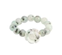 LCDIUDIU Anello Elastico Impilabile Con Perline In Pietra Naturale Da 5 Mm, Perline Rotonde Con Fiori Di Rosa In Ossidiana Nera Reiki, Cerchietto Energetico Con Gemma, Fascia per Il Pollice, Regalo