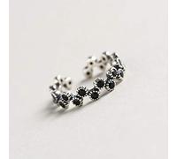 LCDIUDIU Anello Regolabile Donna,S925 Argento Sterling Cerchio Retrò Intarsiato Zirconi Neri Moda Regolabile Aperto Nocche Coda Anello Dito Comune Punta Anello Gioielli Per Le Donne Ragazze Regalo