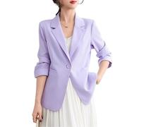 LCDIUDIU Blazer da Donna A Maniche A Tre Quarti Arrotolate, Beige, Giacca Monopetto con Revers Tacca E Tasche, Cappotto Estivo Leggero Ed Elegante, Aderente per Lavoro, Ufficio, Casual Quotidiano,